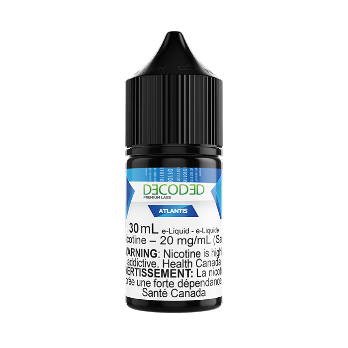 DECODED Salt Nic 30mL, LCH NS flavour with 1.2% salt nicotine, smooth blend of peaches and cream, designed for pod systems, delivering rich flavour and smooth throat hit, ideal for Ontario and Quebec vapers.