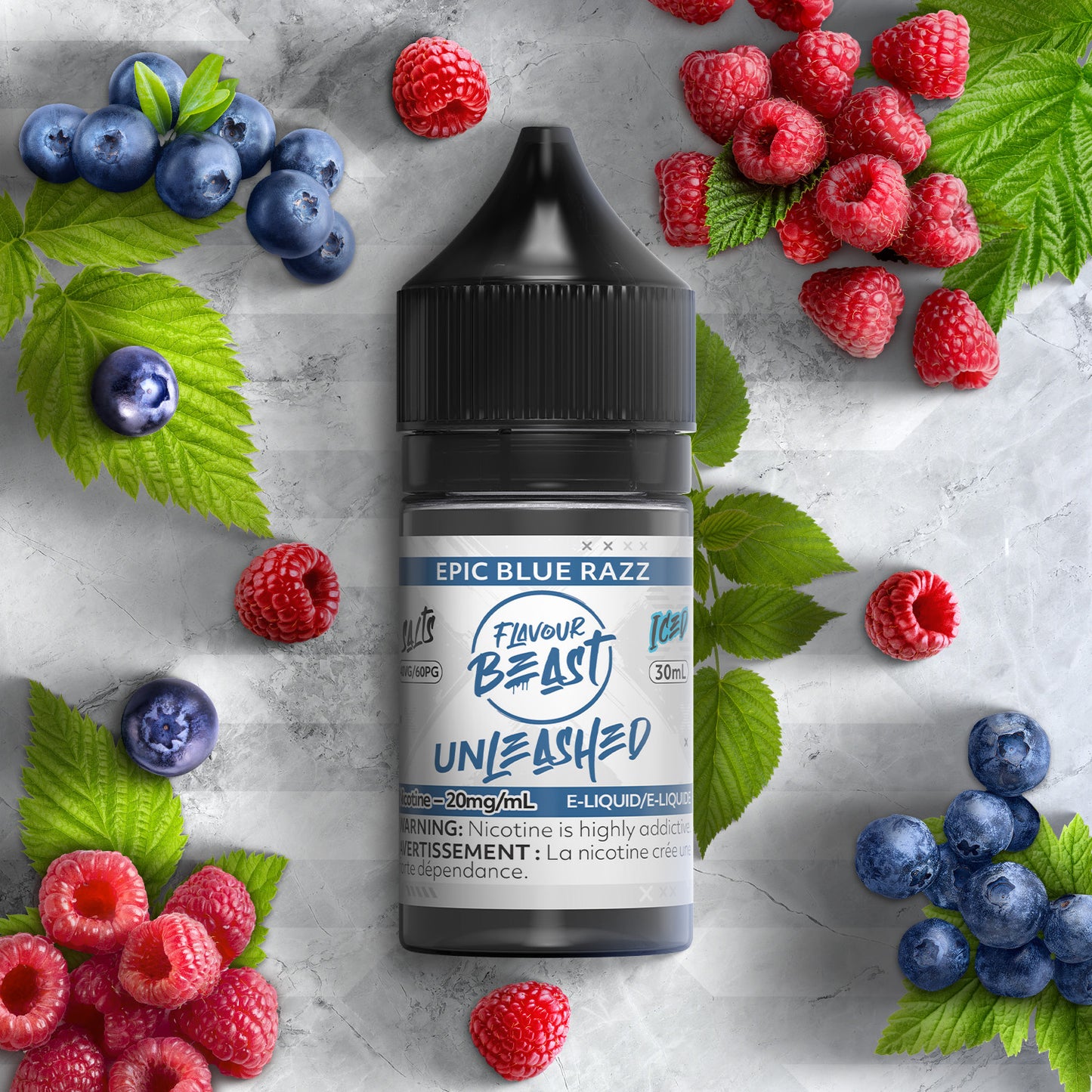 Flavour Beast unleashed e-liquid Epic Blue Razz Ice - perfect for making your next vape a standout moment, available in Hawkesbury, Ottawa, and across Ontario.