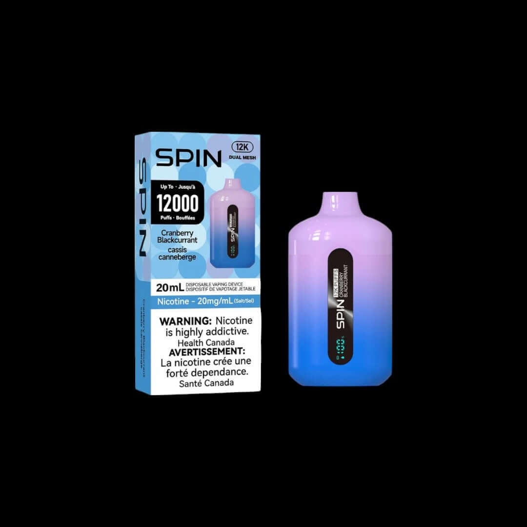 Spin 20mL (Buy 2, get 1 Free), Cranberry Blackcurrant flavour, rich and vibrant notes, crafted for Ontario and Quebec vaping enthusiasts.
