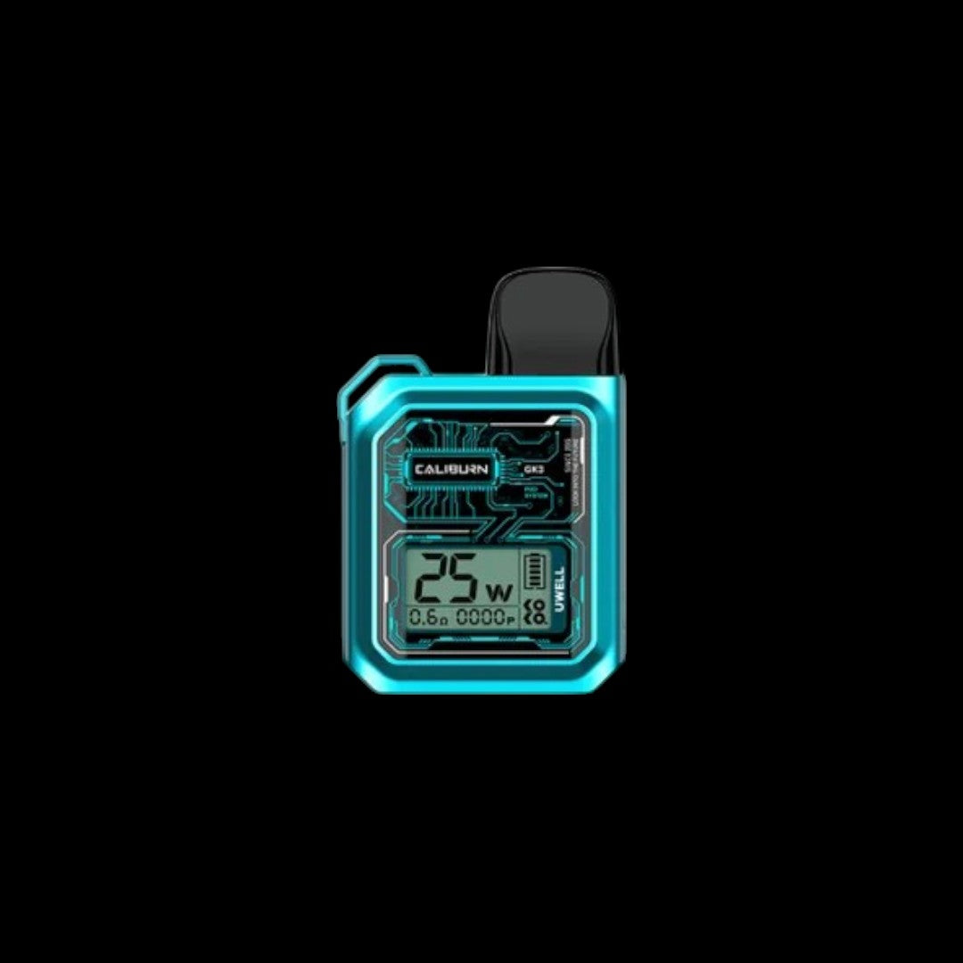 UWELL Caliburn GK3 Pod Kit, Gunmetal Gray, 2ml mesh coil pods for rich flavor and smooth mouth-to-lung vaping experience, sleek design, ideal for vapers in Ontario and Quebec.