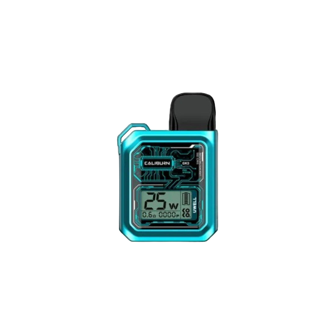 UWELL Caliburn GK3 Pod Kit, Gunmetal Gray, 2ml mesh coil pods for rich flavor and smooth mouth-to-lung vaping experience, sleek design, ideal for vapers in Ontario and Quebec.