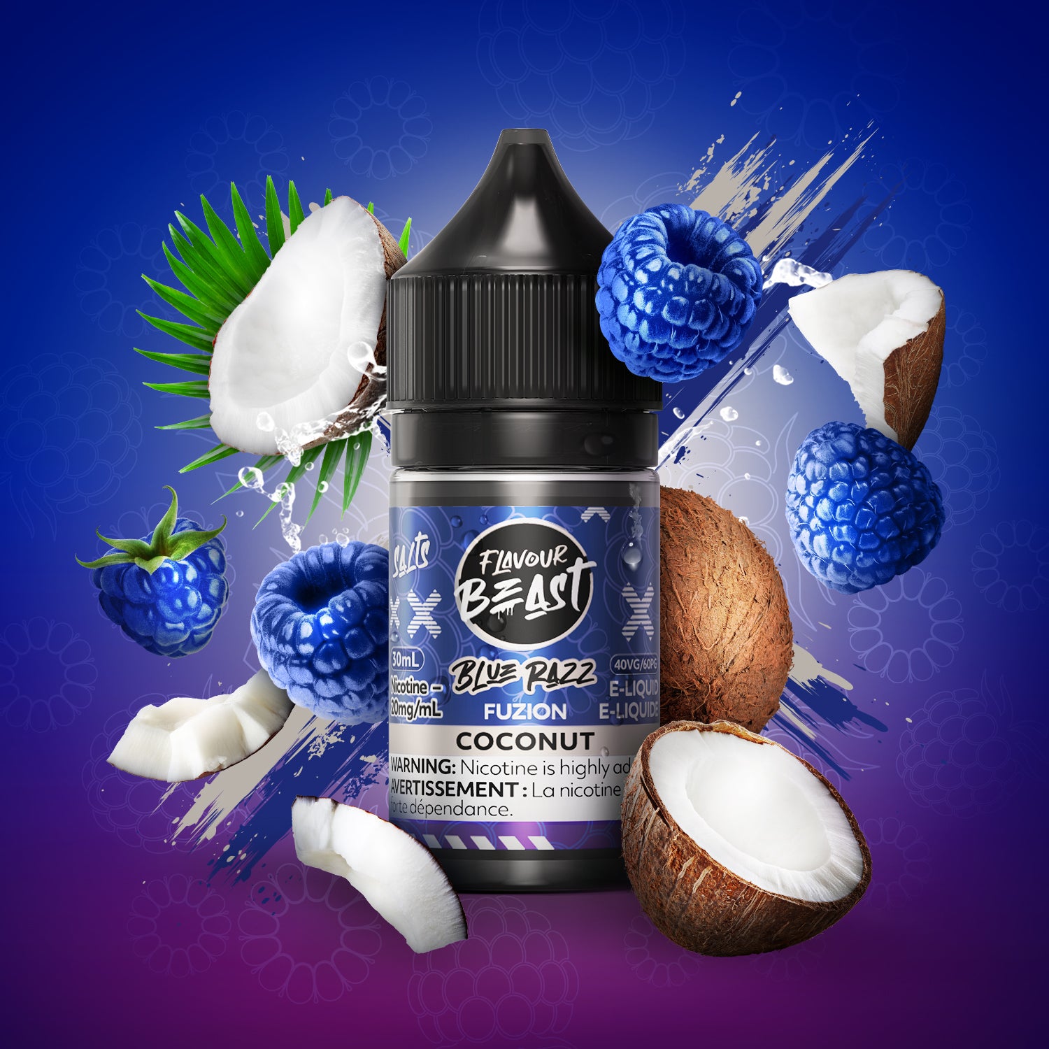 Flavour Beast Fuzion Blue Razz Coconut Salt Nic E-Juice 30mL - Supa Vapes