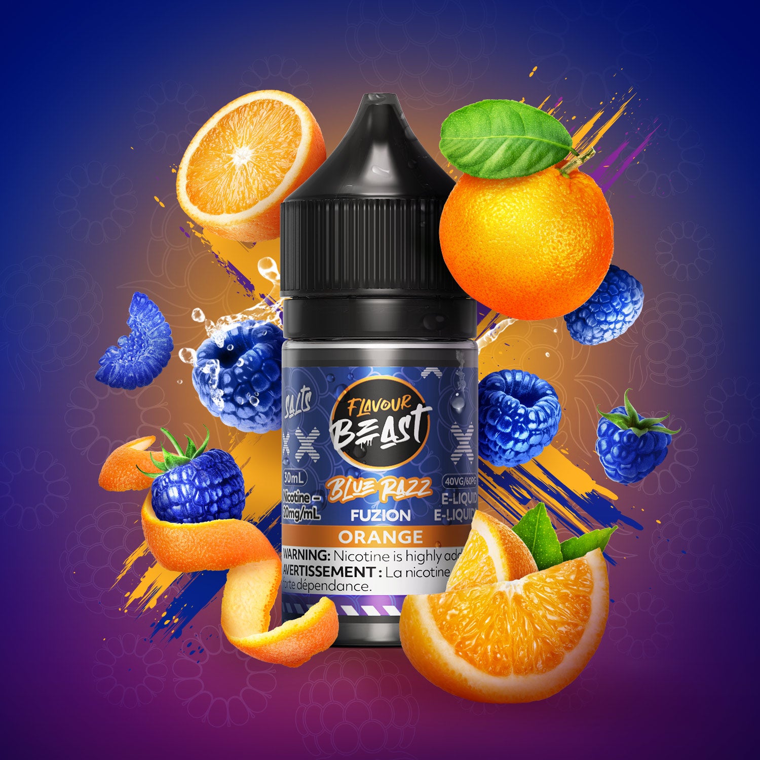 Flavour Beast Fuzion Blue Razz Orange Salt Nic E-Juice 30mL - Supa Vapes
