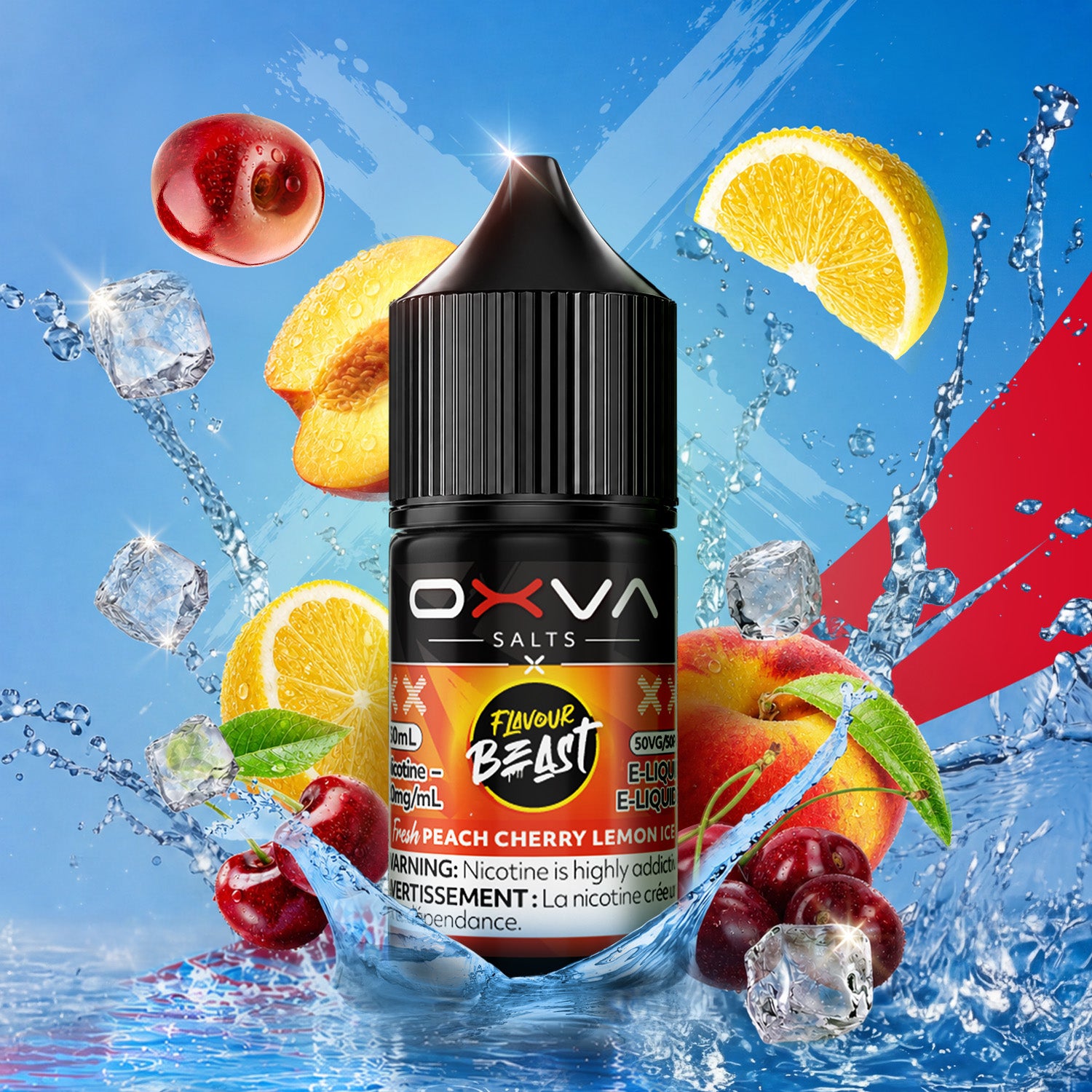 Flavour Beast x OXVA Fresh Peach Cherry Lemon Ice Salt Nic E-Juice 30mL - Supa Vapes
