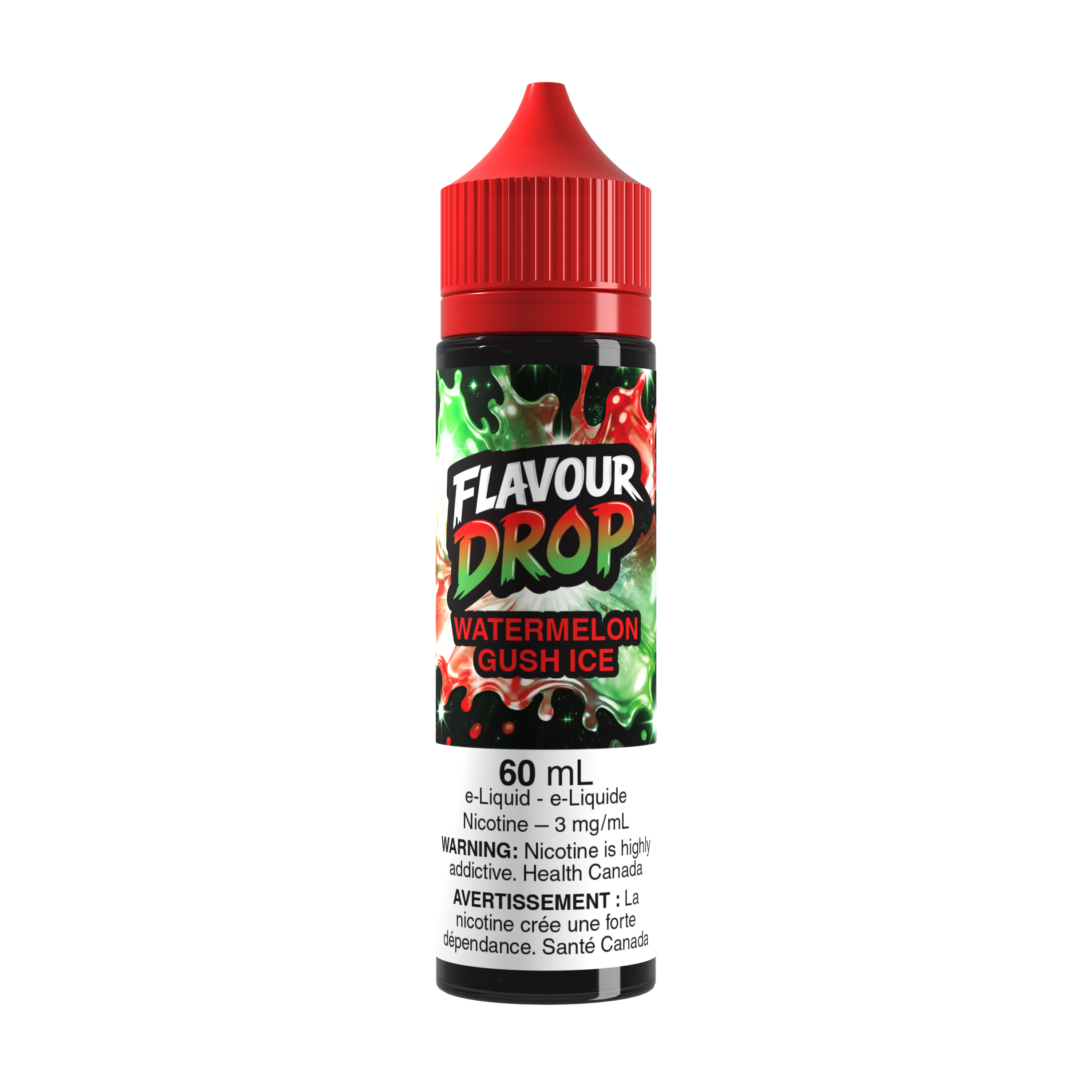 Flavour Drop Freebase Watermelon Gush Ice 60mL e-liquid bottle