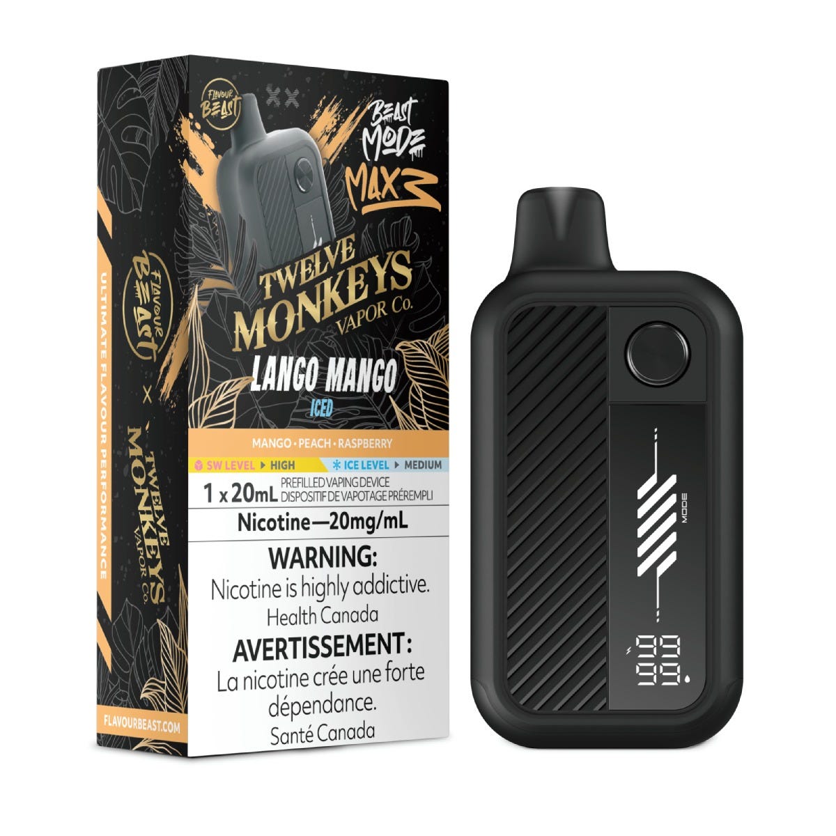 Flavour Beast Mode Max 3 Lango Mango Iced Disposable Vape - Supa Vapes
