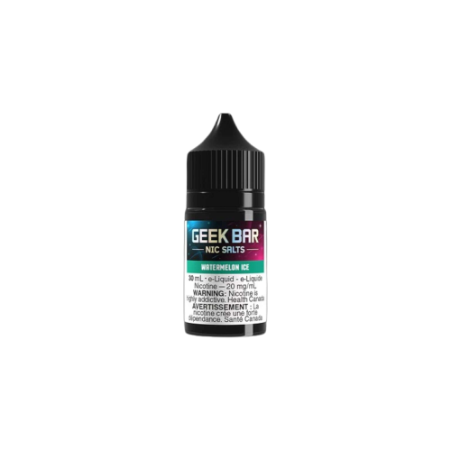 GEEK BAR NIC SALTS E-liquid 30mL bottle in Watermelon Ice flavor with 20mg/mL salt nicotine
