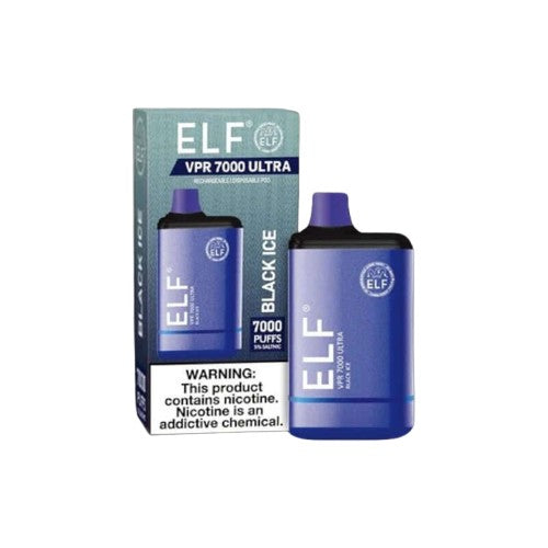 Elf VPR 7000 Ultra Disposable, Black Ice flavour, refreshing and smooth vape, long-lasting disposable satisfaction, ideal for Ontario and Quebec customers.