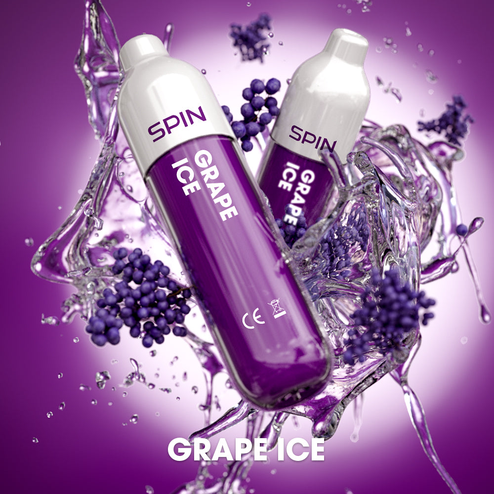SPIN 1500 disposable vape in Grape Ice flavour, 1,500 puffs, 2mL | Supa Vapes Canada