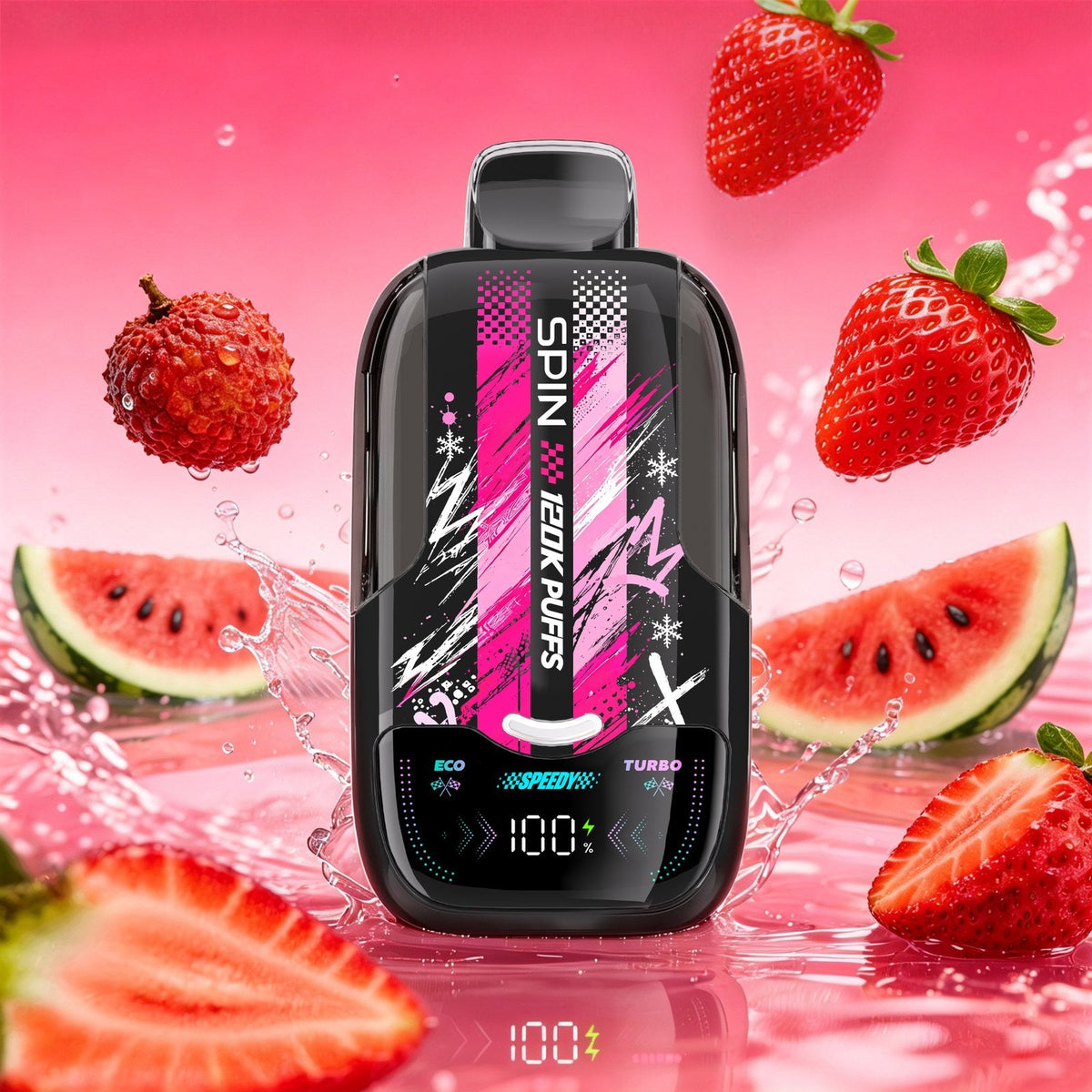 SPIN Speedy 120K Lychee Strawberry Watermelon disposable vape | Supa Vapes Canada