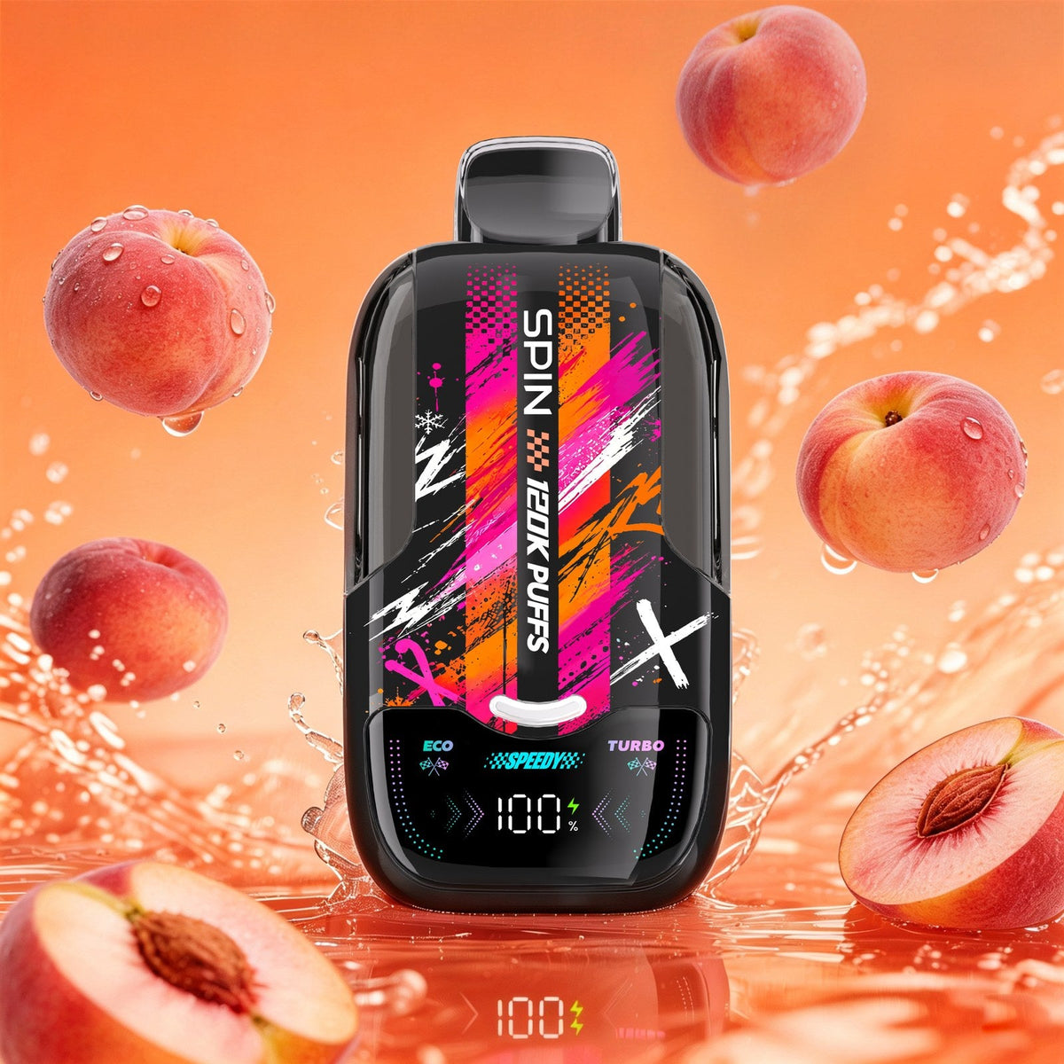 SPIN Speedy 120K Peach Ice disposable vape | Supa Vapes Canada