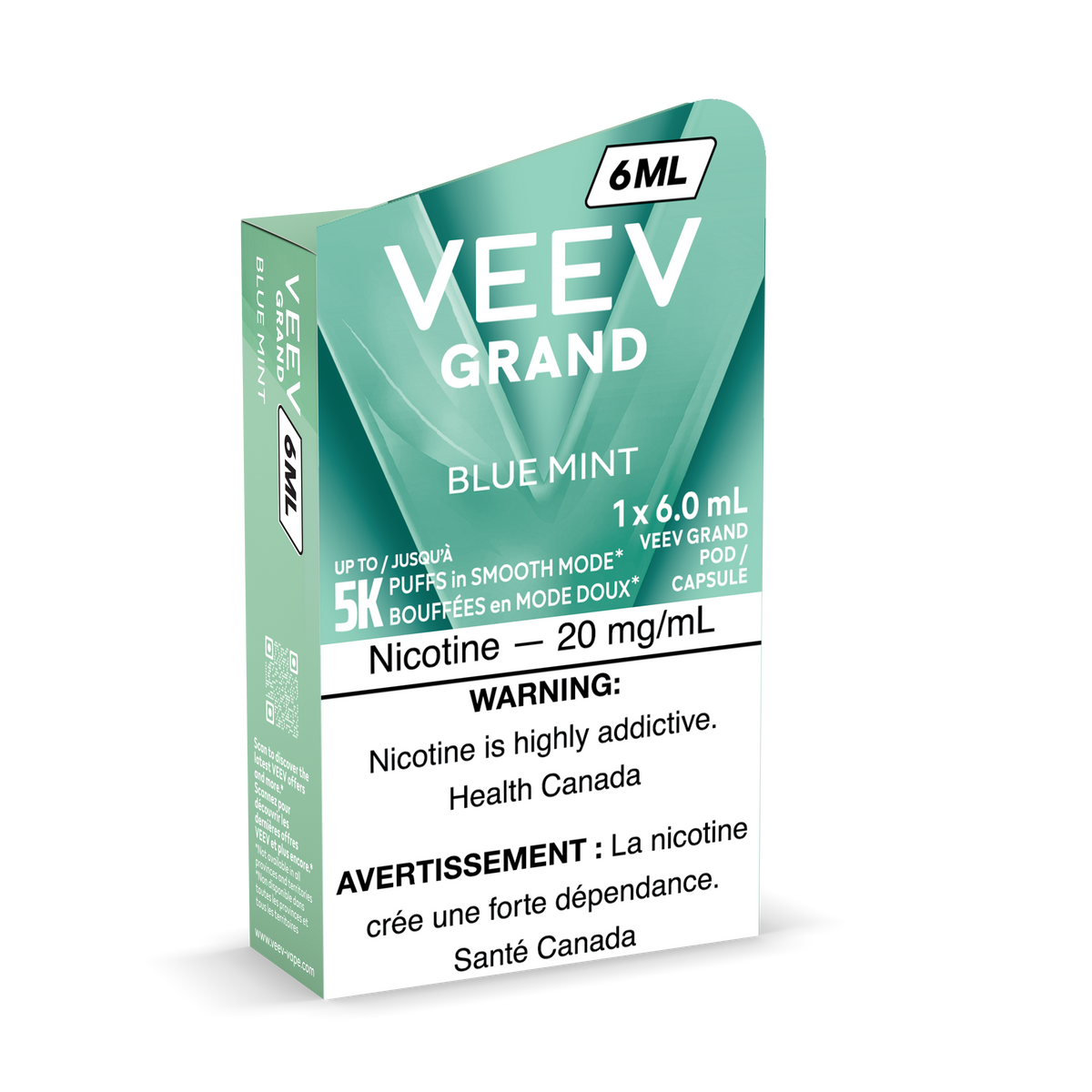 VEEV GRAND 6 mL pod in Blue Mint flavour, up to 5,000 puffs | Supa Vapes Canada