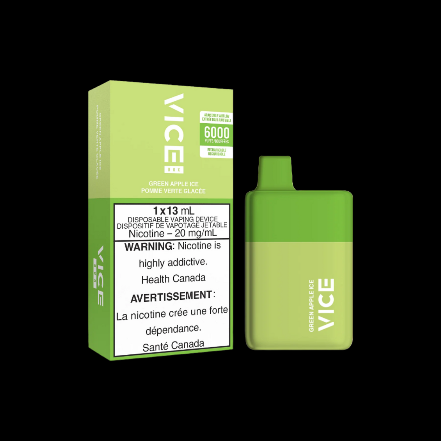 Disposable Vape Flavour: Green Apple Ice Get VICE box 6000 now at Supa Vapes, your go-to vape shop in Hawkesbury, Ottawa & Ontario. Shop premium vapes, pods, e-liquids, and accessories from trusted brands.