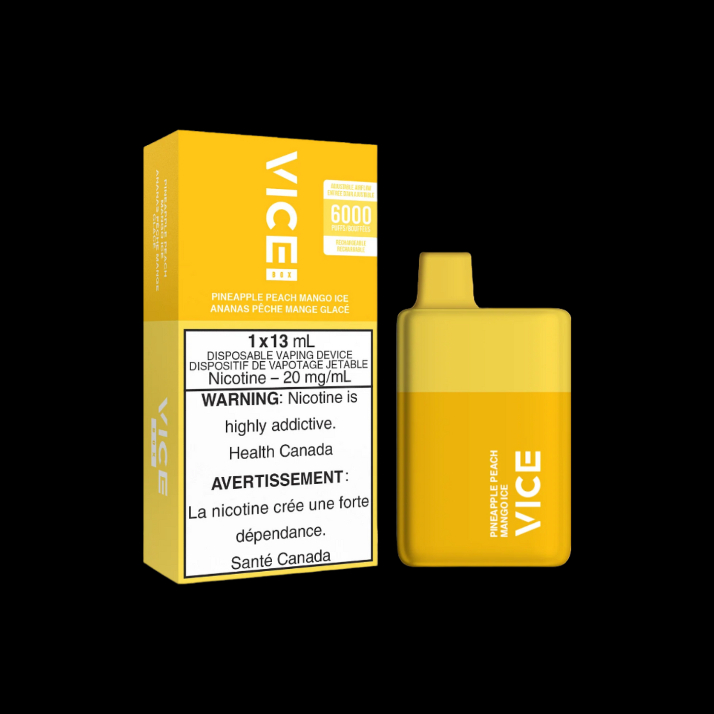 Disposable Vape Flavour: Pineapple Peach Mango Ice Get VICE box 6000 now at Supa Vapes, your go-to vape shop in Hawkesbury, Ottawa & Ontario. Shop premium vapes, pods, e-liquids, and accessories from trusted brands.