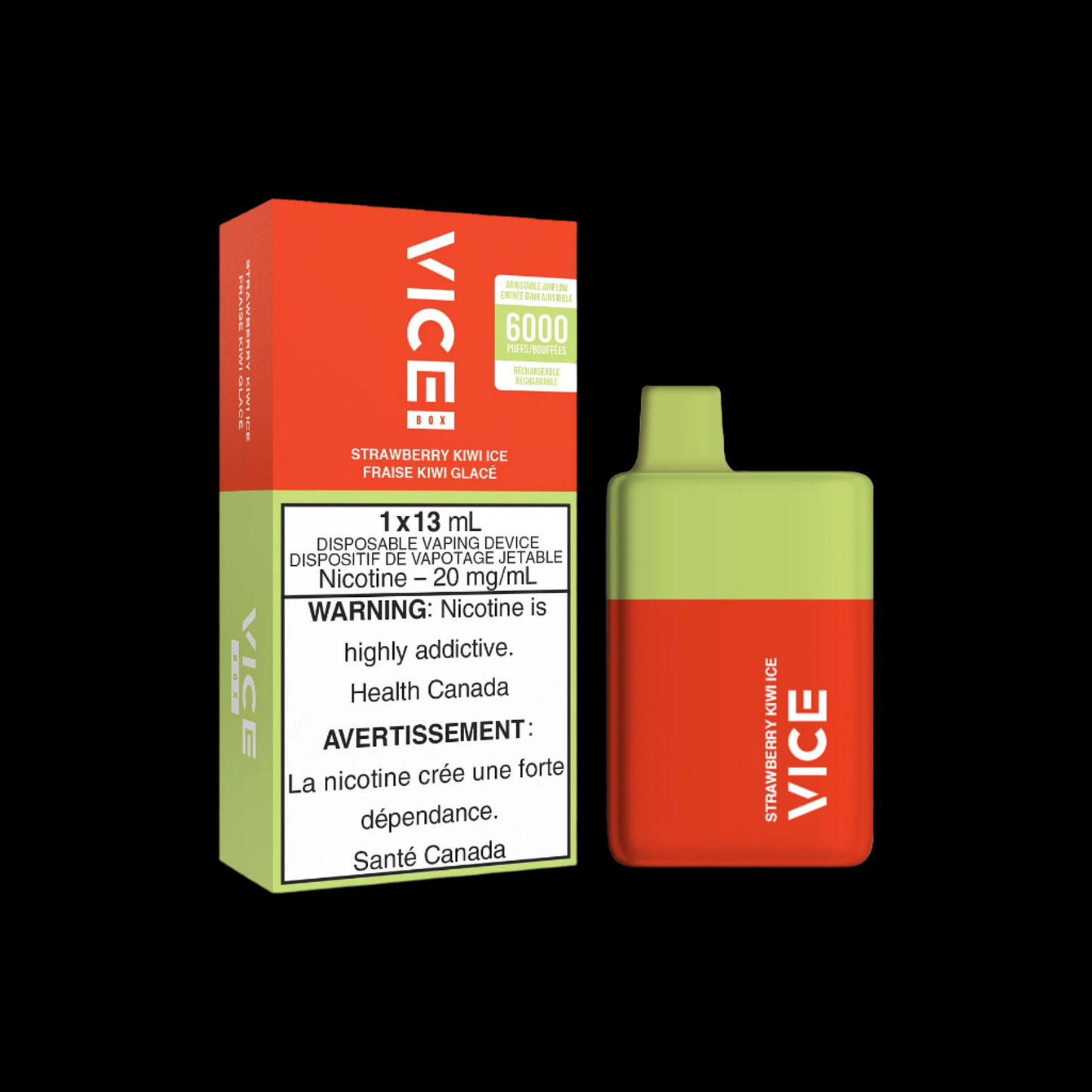 Disposable Vape Flavour: Strawberry Kiwi Ice Get VICE box 6000 now at Supa Vapes, your go-to vape shop in Hawkesbury, Ottawa & Ontario. Shop premium vapes, pods, e-liquids, and accessories from trusted brands.