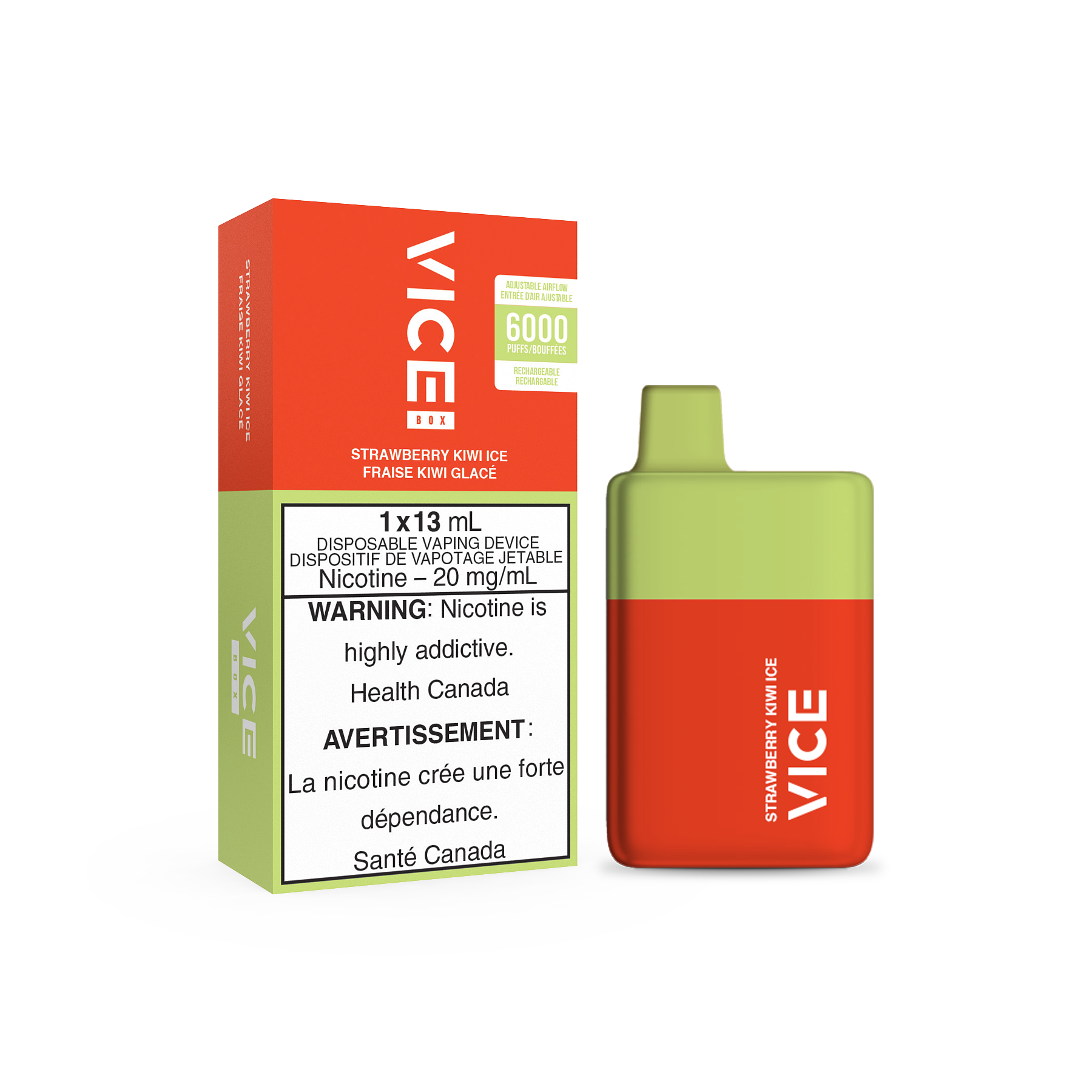 VICE Box 6000, Mango Coconut Ice flavour, refreshing tropical vape, ideal for Ontario and Quebec vaping enthusiasts.