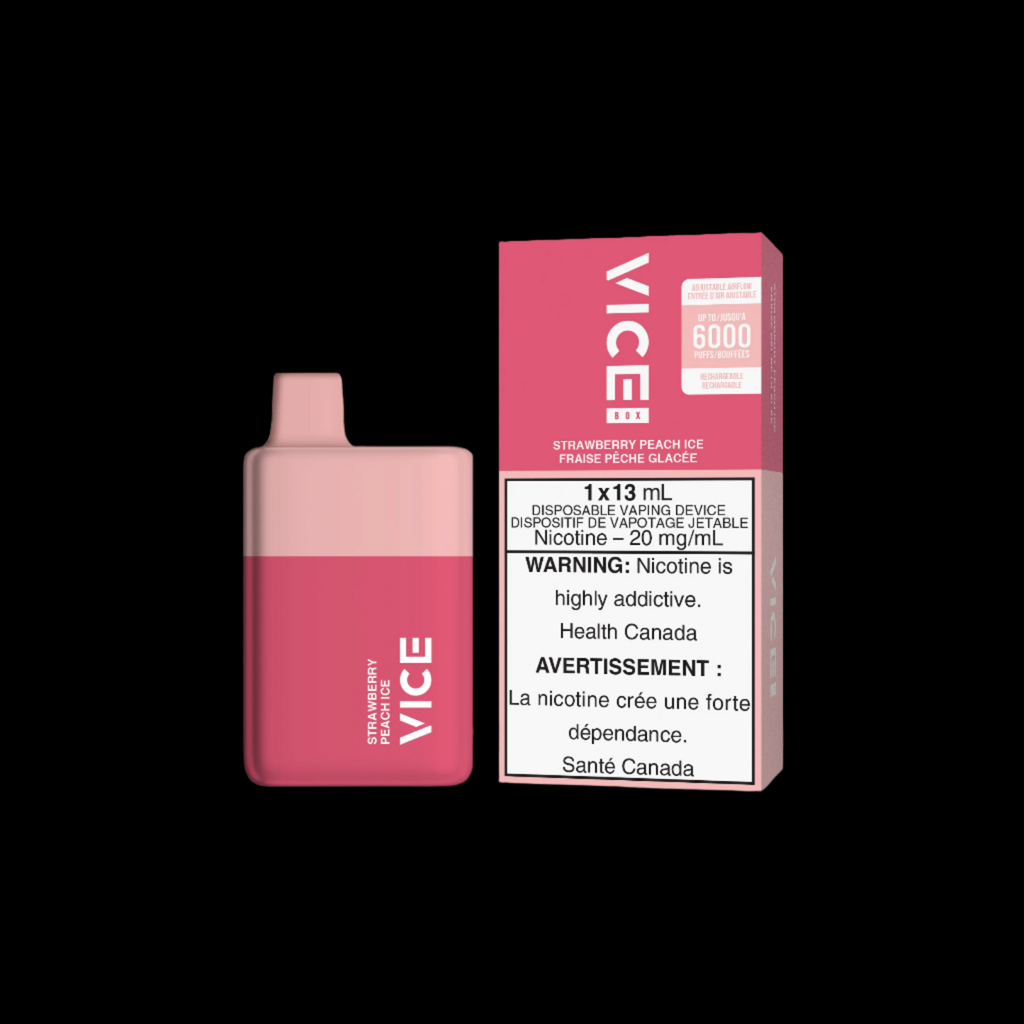 Disposable Vape Flavour: Strawberry Peach Ice Get VICE box 6000 now at Supa Vapes, your go-to vape shop in Hawkesbury, Ottawa & Ontario. Shop premium vapes, pods, e-liquids, and accessories from trusted brands.
