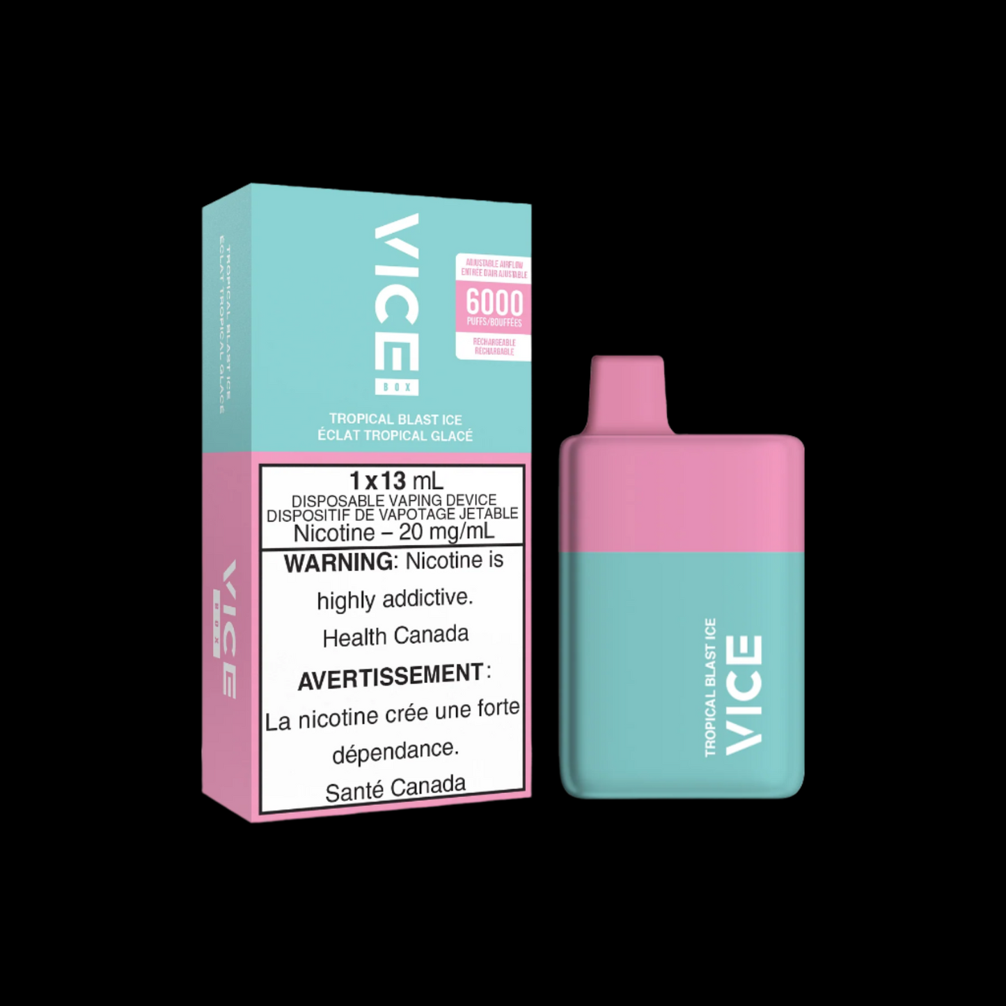 Disposable Vape Flavour: Tropical Blast Ice Get VICE box 6000 now at Supa Vapes, your go-to vape shop in Hawkesbury, Ottawa & Ontario. Shop premium vapes, pods, e-liquids, and accessories from trusted brands.