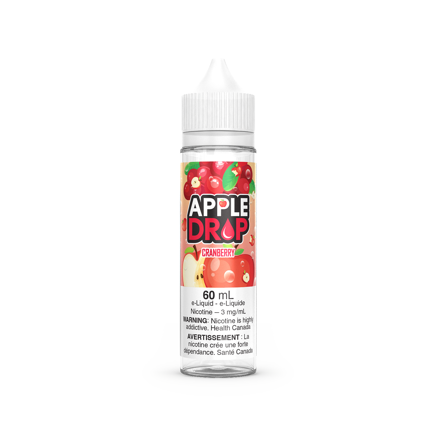 Apple Drop 60mL vape juice, Berries flavour, 6mg nicotine, smooth and fruity vaping experience, ideal for Ontario and Quebec customers.