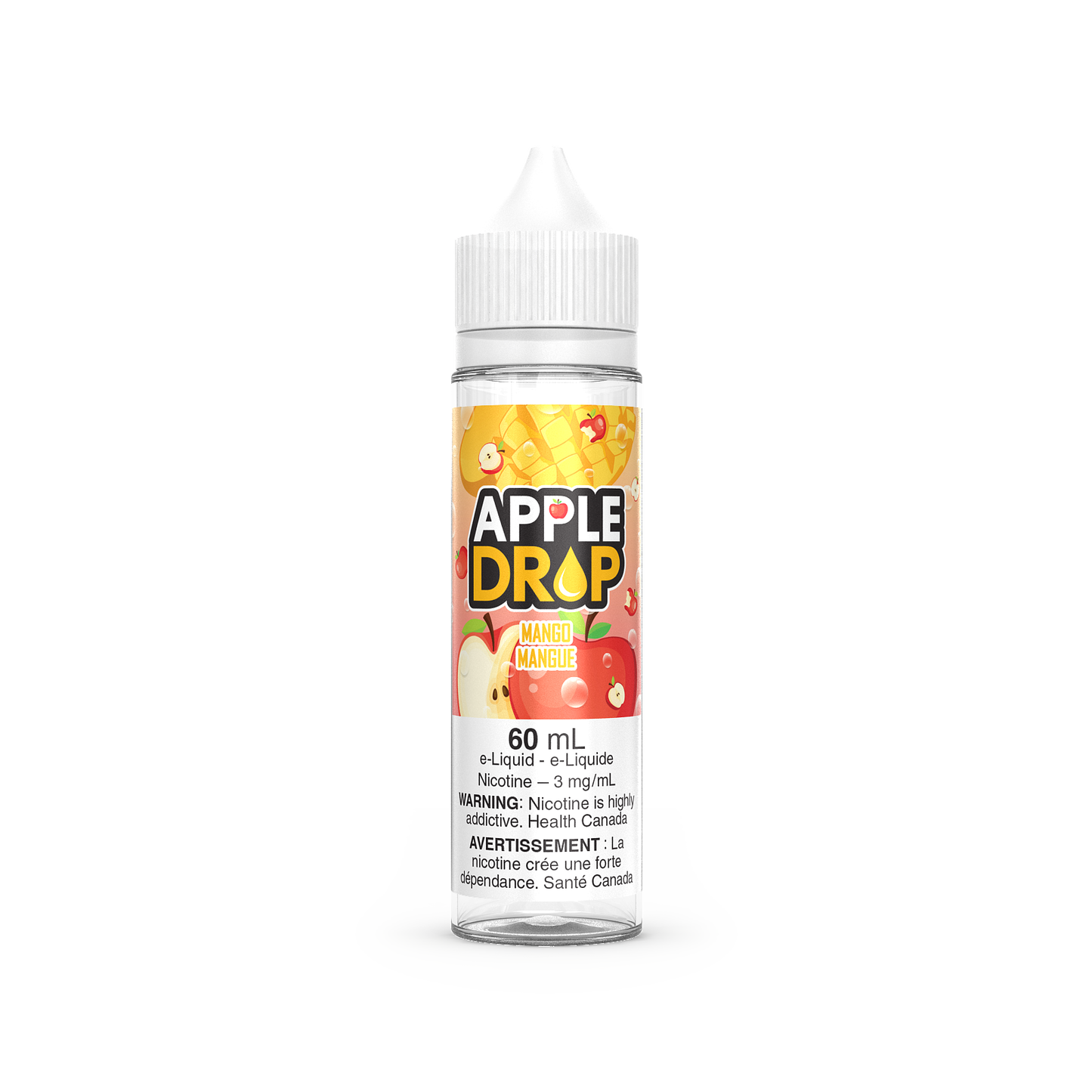 Apple Drop 60mL, Peach flavour vape juice with 6mg nicotine, smooth fruity vape ideal for Ontario and Quebec vapers.