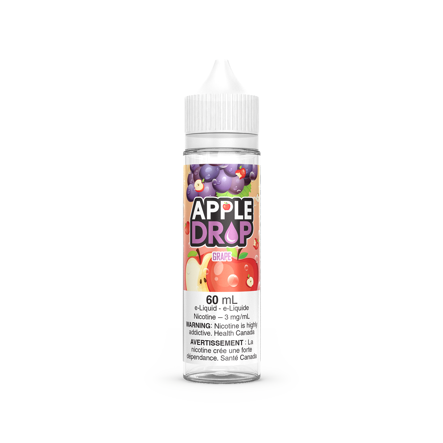 Apple Drop 60mL, Double Apple flavour vape juice with 6mg nicotine, delivering a crisp and fruity vape experience, ideal for Ontario and Quebec customers.