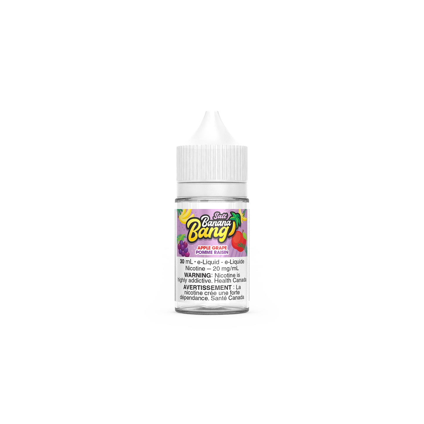 Banana Bang Salt, Apple Grape flavour, 30mL bottle with 12mg nicotine, smooth and balanced vaping experience, perfect for Ontario and Quebec vapers.