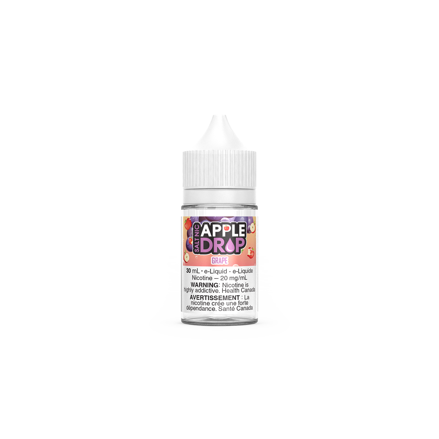 Apple Drop Salt 30mL, Double Apple flavour, 12mg nicotine salt vape juice, smooth and satisfying, designed for Ontario and Quebec vapers.