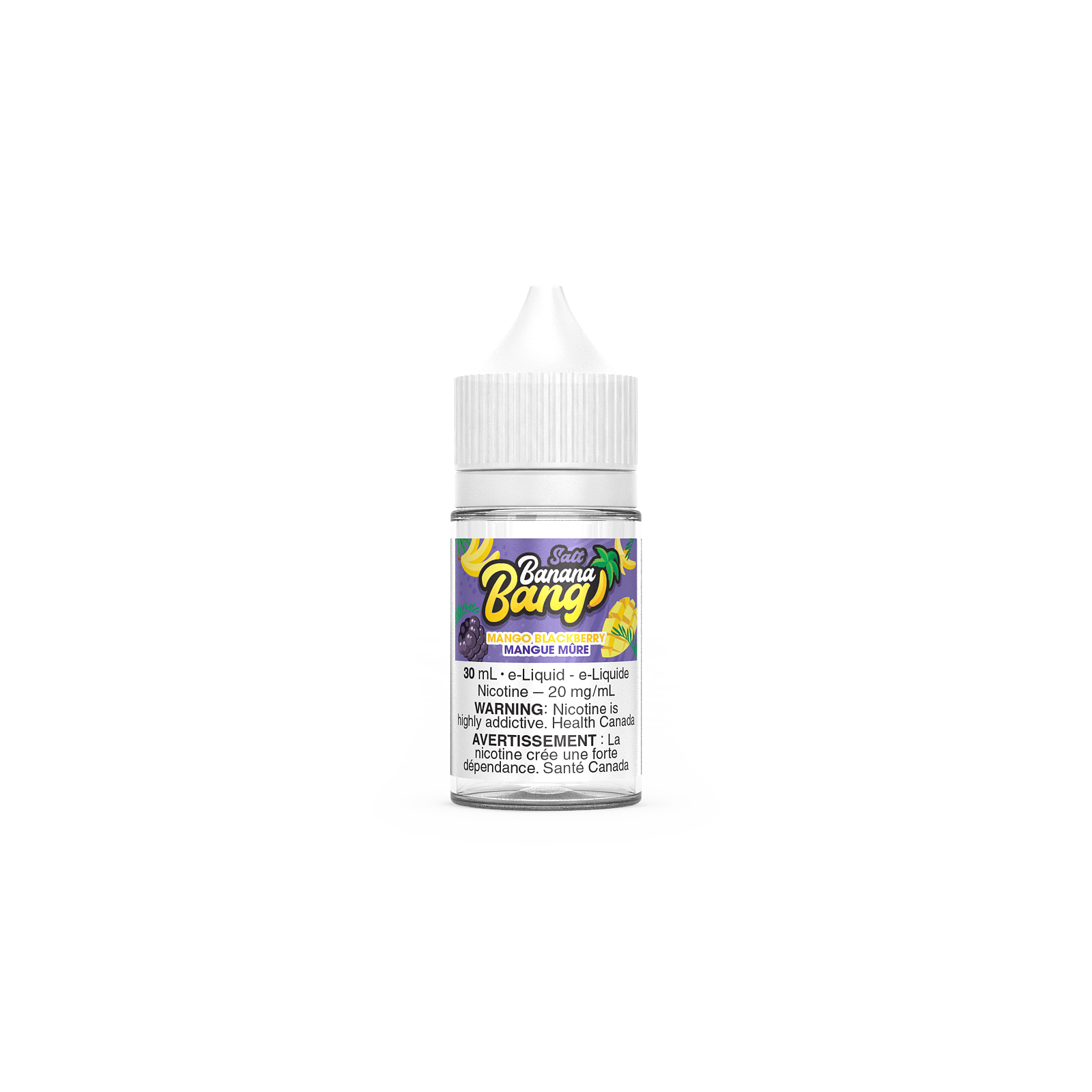 Banana Bang Salt 30mL, Blueberry Raspberry flavour, BOLD 50 nicotine strength, intense and smooth vape juice, perfect for Ontario and Quebec vapers.