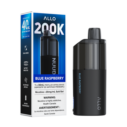 Allo Nuud 200K Disposable Vape 30mL in Blue Raspberry flavour | Supa Vapes Canada