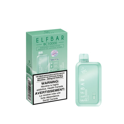 Elf Bar disposable vaping device packaging on a white background. Elf Bar BC10000 Fuji-Ice