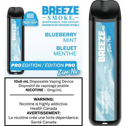Breeze PRO 0MG Blueberry Watermelon - nicotine-free disposable vape with smooth flavour, available in Hawkesbury, Ottawa, and across Ontario.
