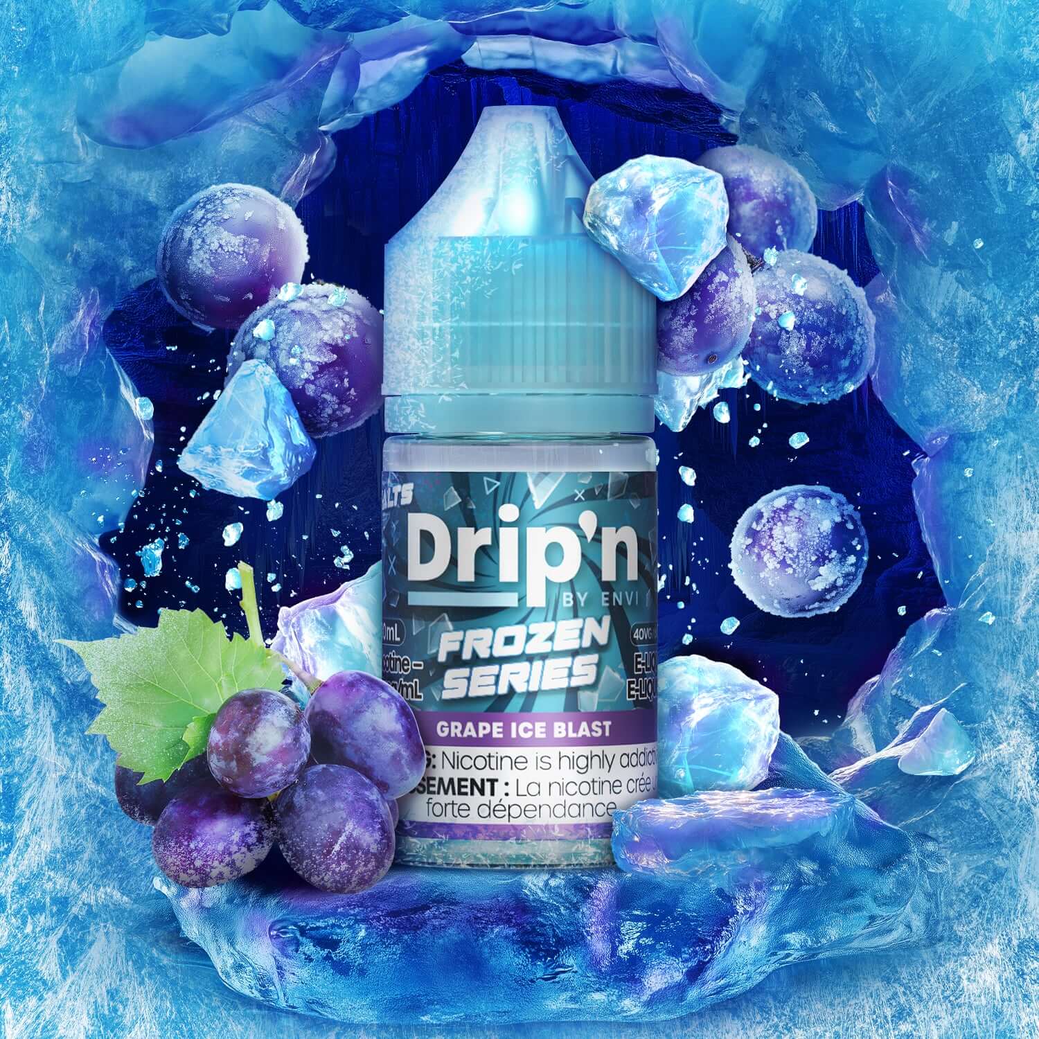 DRIP'N by Envi Frozen Series Salt (30ML) Green Apple Ice Blast - icy fruit-infused nicotine salt from the Frozen Series, available in Hawkesbury, Ottawa, and across Ontario.