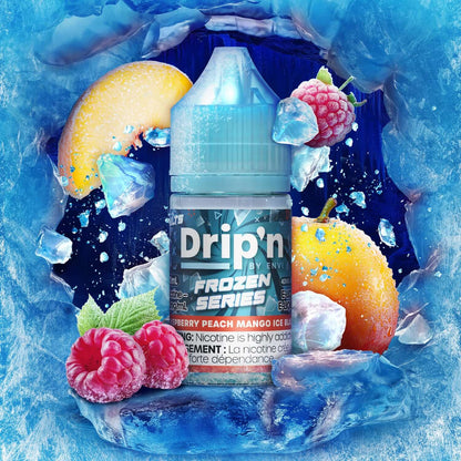 DRIP'N by Envi Frozen Series Salt (30ML) Raspberry Peach Mango Ice Blast - icy fruit-infused nicotine salt from the Frozen Series, available in Hawkesbury, Ottawa, and across Ontario.