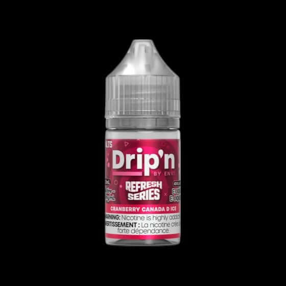 DRIP'N by Envi Refresh Series Salt (30ML) Cranberry Canada D Ice - refreshing salt nic e-liquid from the Refresh Series, available in Hawkesbury, Ottawa, and across Ontario.