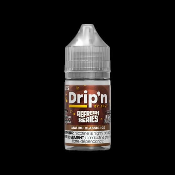 DRIP'N by Envi Refresh Series Salt (30ML) Malibu Classic Ice - refreshing salt nic e-liquid from the Refresh Series, available in Hawkesbury, Ottawa, and across Ontario.