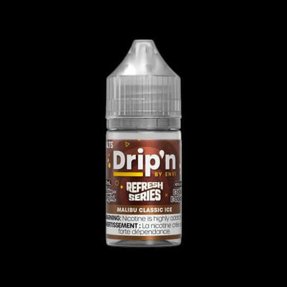 DRIP'N by Envi Refresh Series Salt (30ML) Malibu Classic Ice - refreshing salt nic e-liquid from the Refresh Series, available in Hawkesbury, Ottawa, and across Ontario.