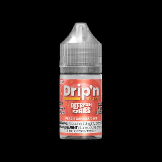 DRIP'N by Envi Refresh Series Salt (30ML) Peach Canada D Ice - refreshing salt nic e-liquid from the Refresh Series, available in Hawkesbury, Ottawa, and across Ontario.