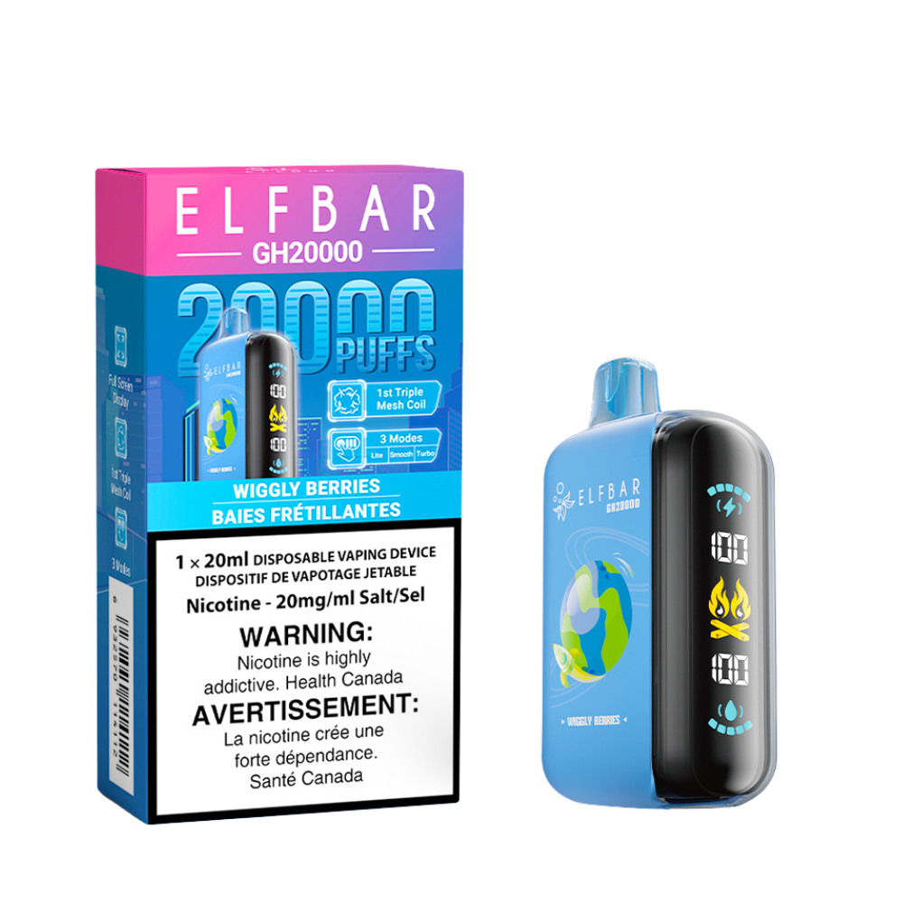 Elf Bar GH20K Disposable Vape, Sour Cranapple flavour, smooth vaping experience with triple mesh coil technology, perfect disposable vape for Ontario and Quebec users.
