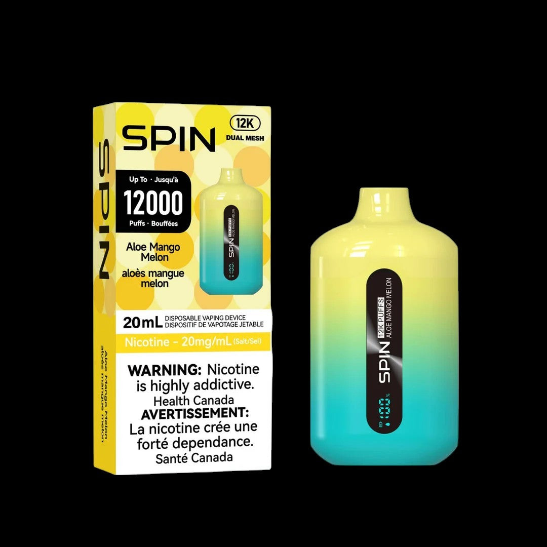 SPIN 12000 Banana Ice - freshness and power combined into every puff, available in Hawkesbury, Ottawa, and across Ontario.