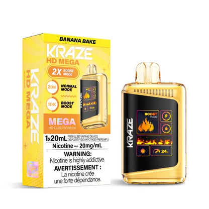 Disposable Vape Flavour: Banana Bake KRAZE HD mega | Supa Vapes - Hawkesbury, Ottawa & Ontario Vape Shop