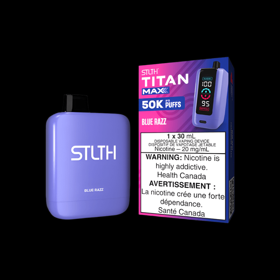 STLTH Titan MAX 50K disposable vape - Blue Razz - long-lasting and flavorful available in Hawkesbury, Ottawa, and across Ontario.