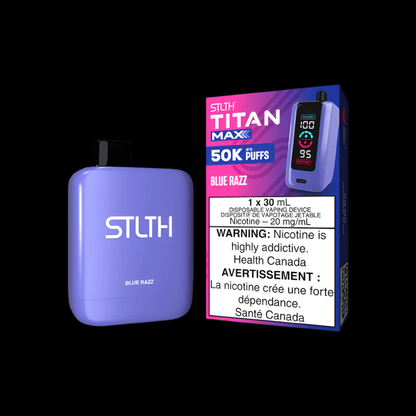 STLTH Titan MAX 50K disposable vape - Blue Razz - long-lasting and flavorful available in Hawkesbury, Ottawa, and across Ontario.