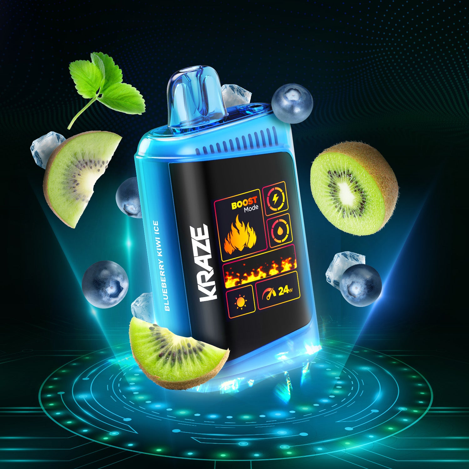 Disposable Vape Flavour: Blueberry Kiwi Ice KRAZE HD mega | Supa Vapes - Hawkesbury, Ottawa & Ontario Vape Shop