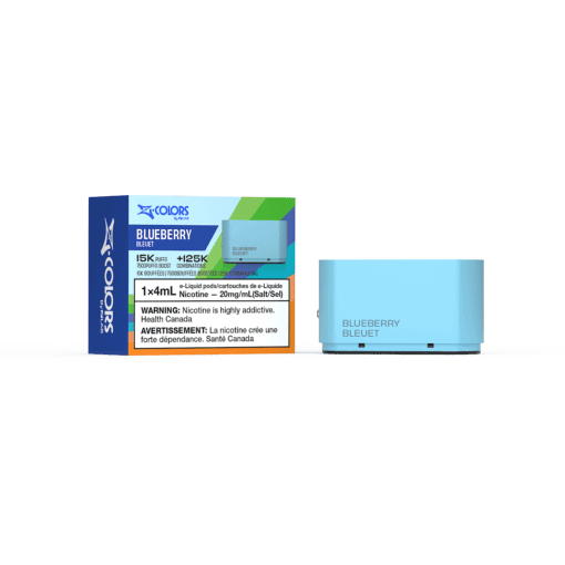 Z-Colors (Zpods) 15K Pods, Blue Razz Ice flavour pod with adjustable wattage and 4ml capacity, compatible with Z-Land 15K Battery, designed for Ontario and Quebec vapers.