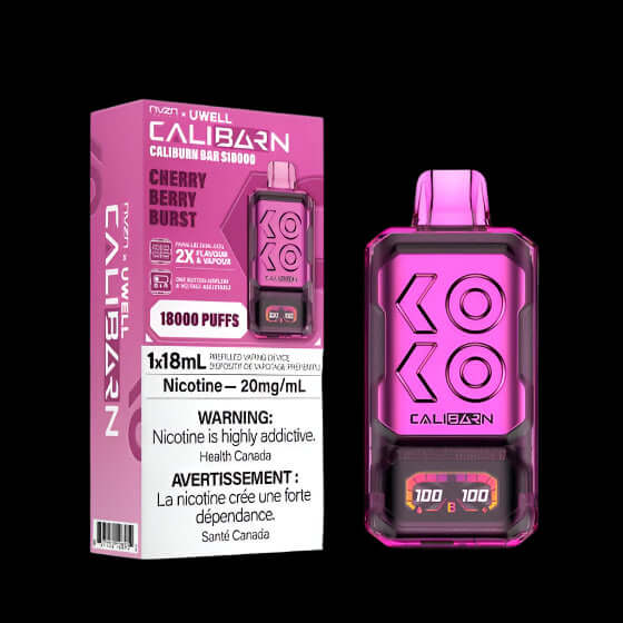 Nvzn caliburn bar 18K Cherry Berry Burst - flavor-packed disposable vape available in Hawkesbury, Ottawa, and across Ontario.