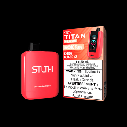 STLTH Titan MAX 50K disposable vape - Cherry Classic Ice - long-lasting and flavorful available in Hawkesbury, Ottawa, and across Ontario.