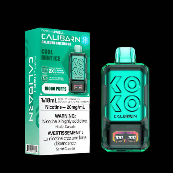 Nvzn caliburn bar 18K Cool Mint Ice - flavor-packed disposable vape available in Hawkesbury, Ottawa, and across Ontario.