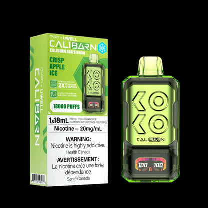 Nvzn caliburn bar 18K Crisp Apple - flavor-packed disposable vape available in Hawkesbury, Ottawa, and across Ontario.