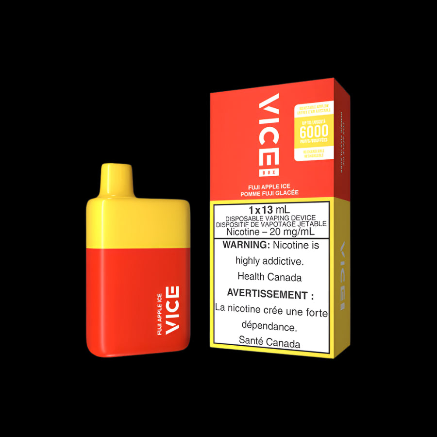 Disposable Vape Flavour: Fuji Apple Ice Get VICE box 6000 now at Supa Vapes, your go-to vape shop in Hawkesbury, Ottawa & Ontario. Shop premium vapes, pods, e-liquids, and accessories from trusted brands.