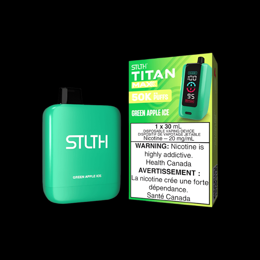 STLTH Titan MAX 50K disposable vape - Green Apple Ice - long-lasting and flavorful available in Hawkesbury, Ottawa, and across Ontario.